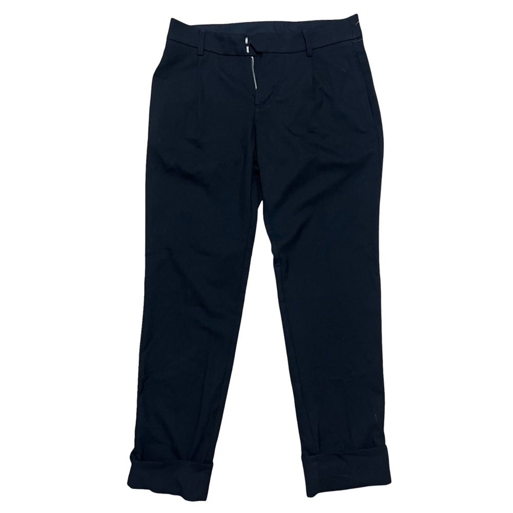 Free People Black Rolled Cuff Straight Leg Trouser Pants